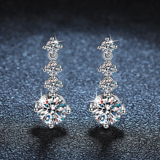 Vierstufige Zirkonia-Ohrhänger Aus Sterlingsilber mit Steckverschluss