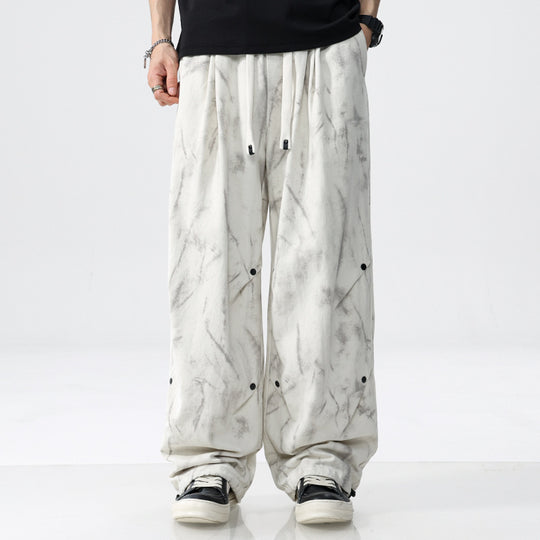Herren Weit geschnittene Batik-Cargohose aus Baumwollmix mit Kordelzug Shop Nory