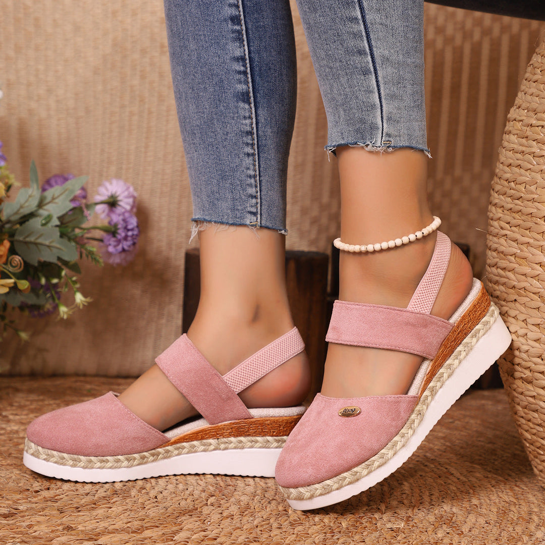 Damen komfortable Keil-Sandalen mit elastischen Riemen