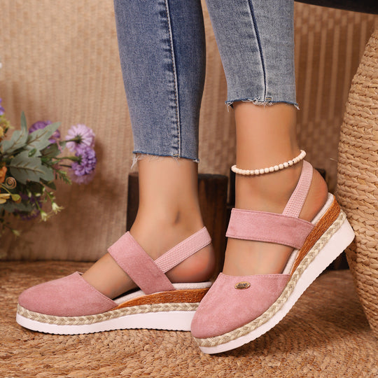Damen komfortable Keil-Sandalen mit elastischen Riemen