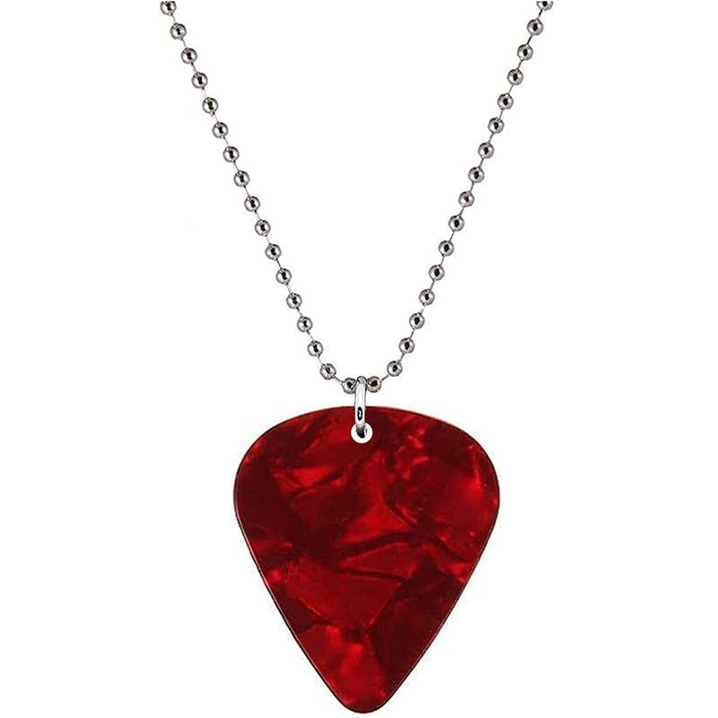 Damen Halskette mit Gitarren-Pick-Anhänger und Kunstmotiv Shop Nory