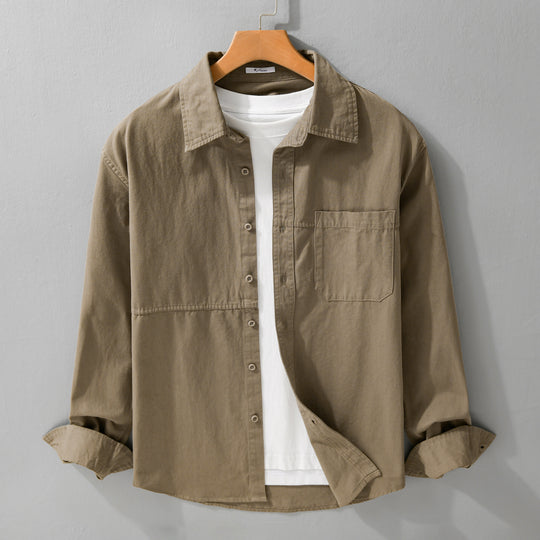 Herren Leichtes Hemdjacken-Overshirt aus gewaschenem Baumwoll-Twill mit Brusttasche Shop Nory