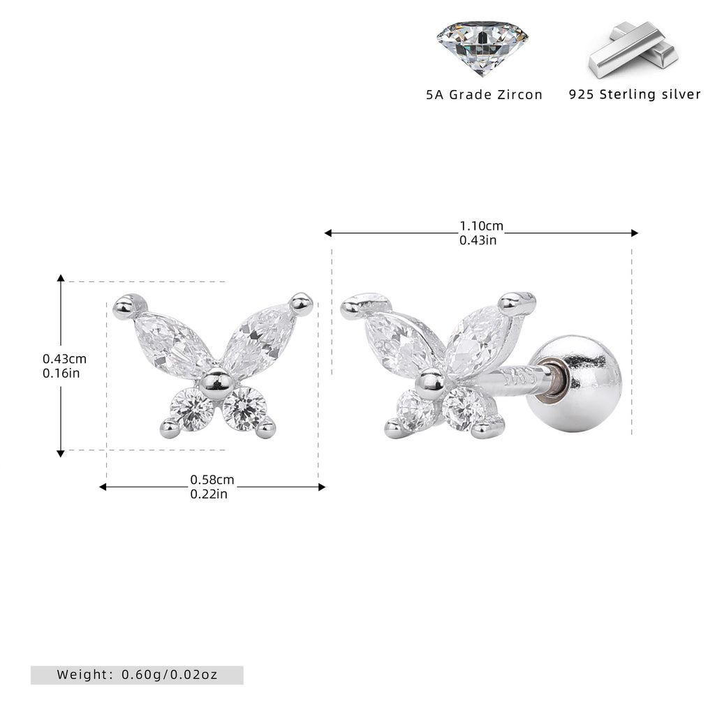 Damen Ohrstecker im eleganten Schmetterlingsdesign aus 925 Sterling Silber Shop Nory