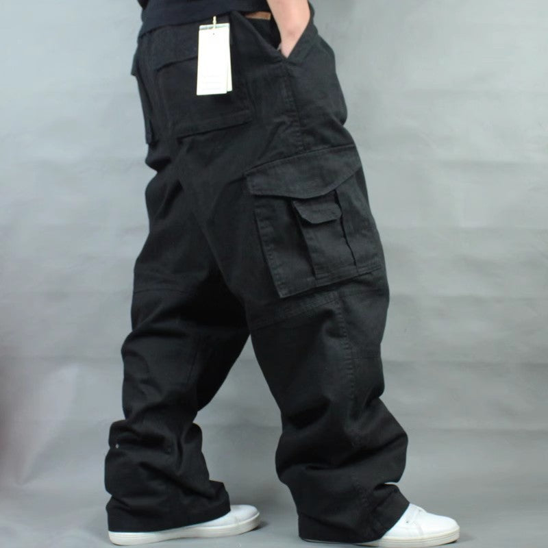 Herren Weite Utility-Cargohose aus Baumwollcanvas mit Mehrfach-Taschen und Kordelbund Shop Nory