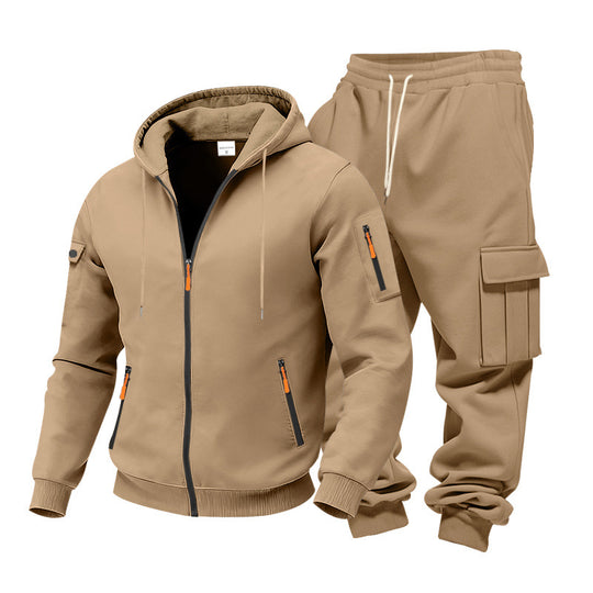 Herren Funktionales Cargo-Sweatset mit Kapuzenjacke und Mehrfachtaschen-Jogger Shop Nory