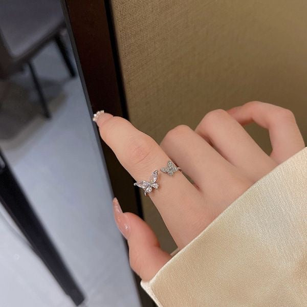 Damen Offener Ring mit kunstvollem Schmetterlingsdesign Shop Nory