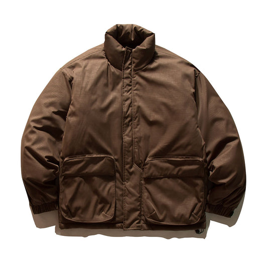 Unisex Boxy-gefüllte Pufferjacke mit hohem Stehkragen und Utility‑Taschen Shop Nory