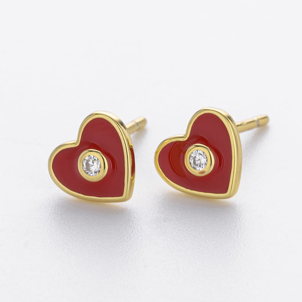 Damen Ohrringe mit herzförmigem Design und funkelndem Zirkon Shop Nory