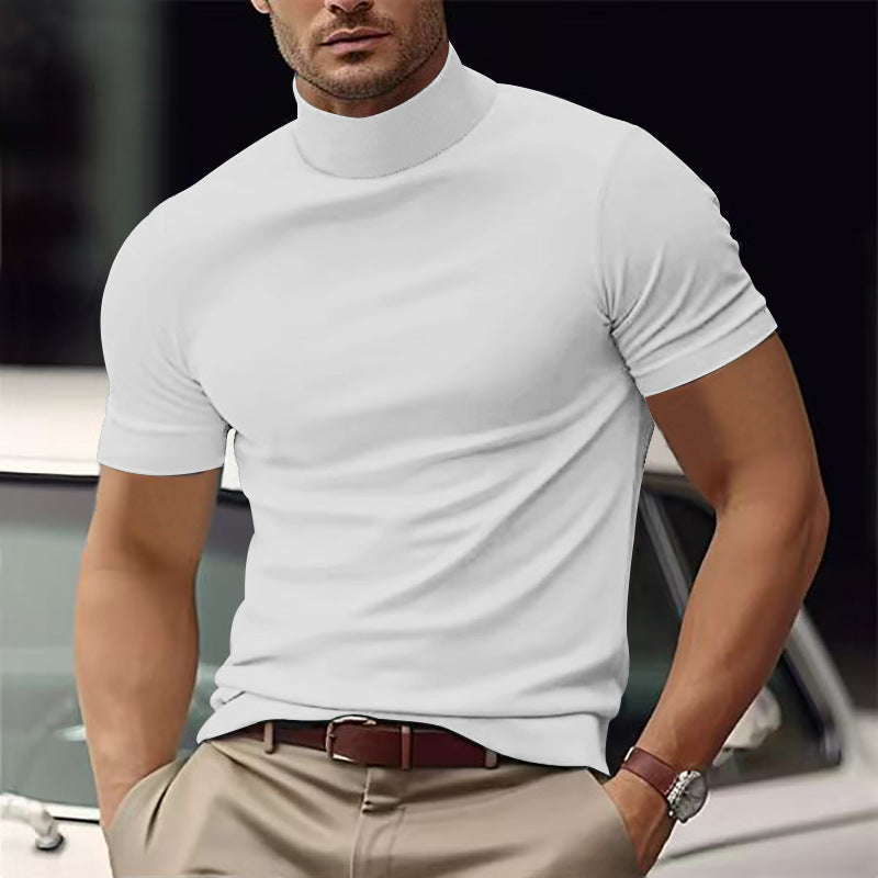 Herren Kurzarm Turtleneck T-Shirt