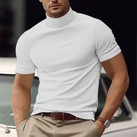 Herren Kurzarm Turtleneck T-Shirt