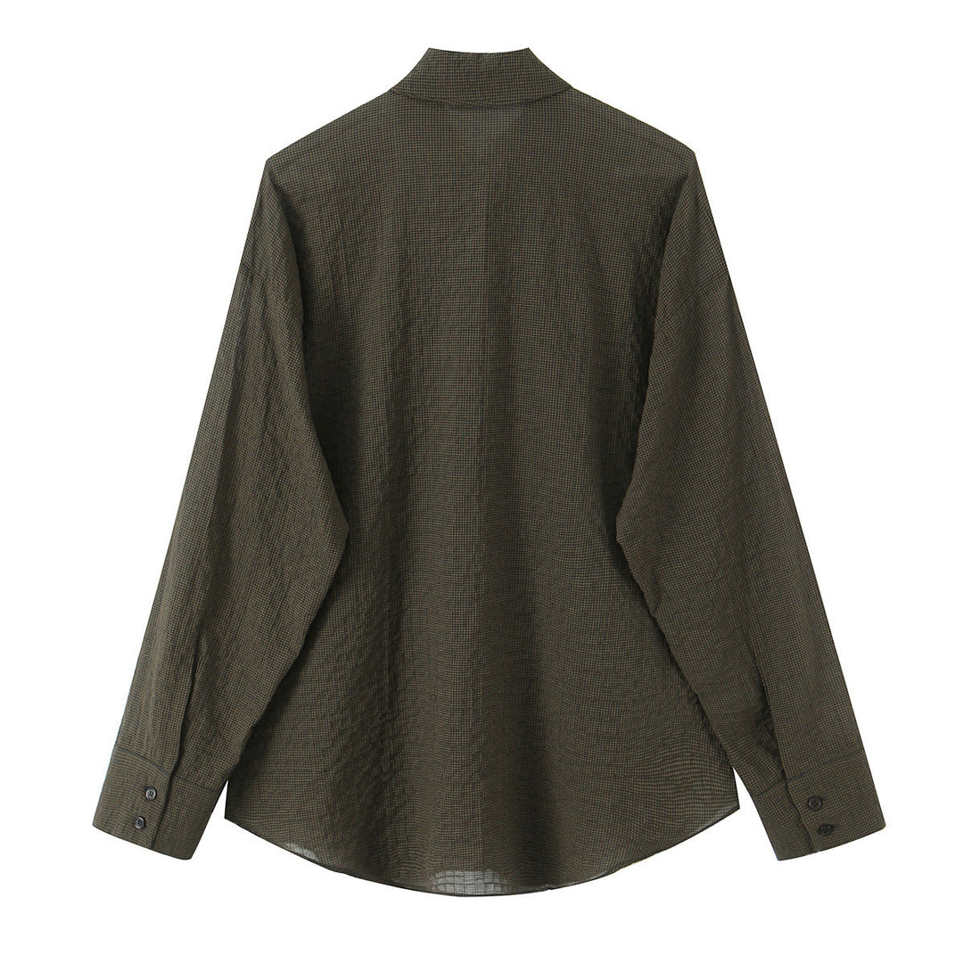Damen Oversize-Bluse mit Schleifenkragen und feinem Vichy-Karo Shop Nory