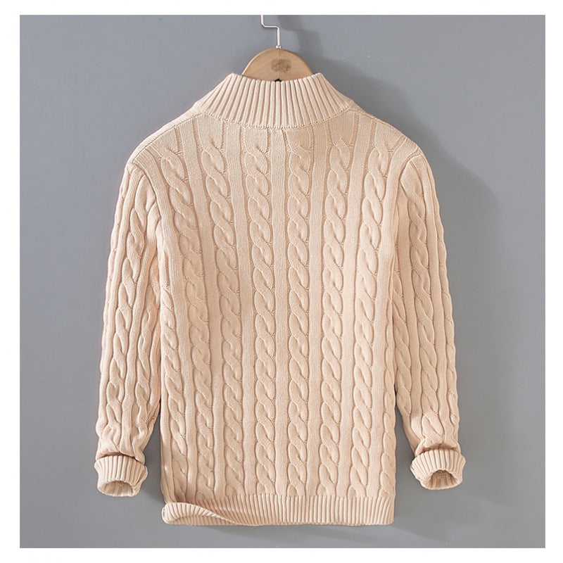 Herren Zopfmuster-Halbzip-Pullover aus weicher Baumwollmischung mit Stehkragen Shop Nory