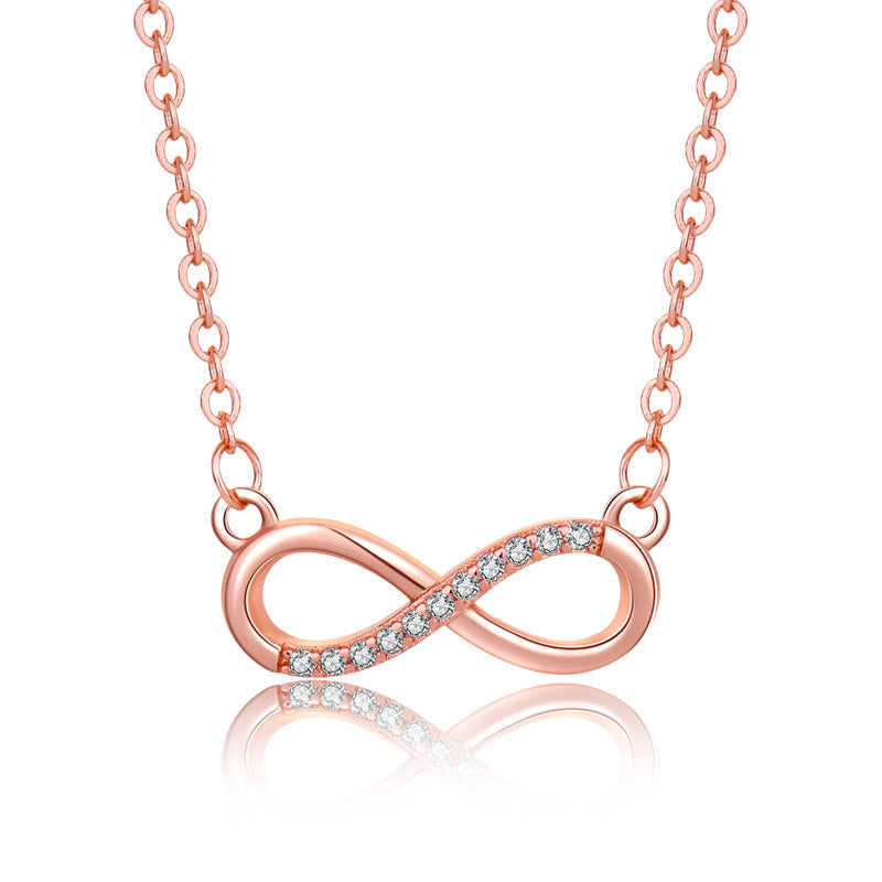 Damen Halskette mit unendlichem Zeichen und funkelnden Zirkoniasteinen Shop Nory