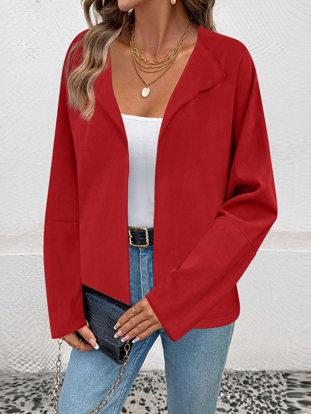 Damen Leichter Oversize-Mantelblazer mit offenem Schnitt und weiten Ärmeln Shop Nory