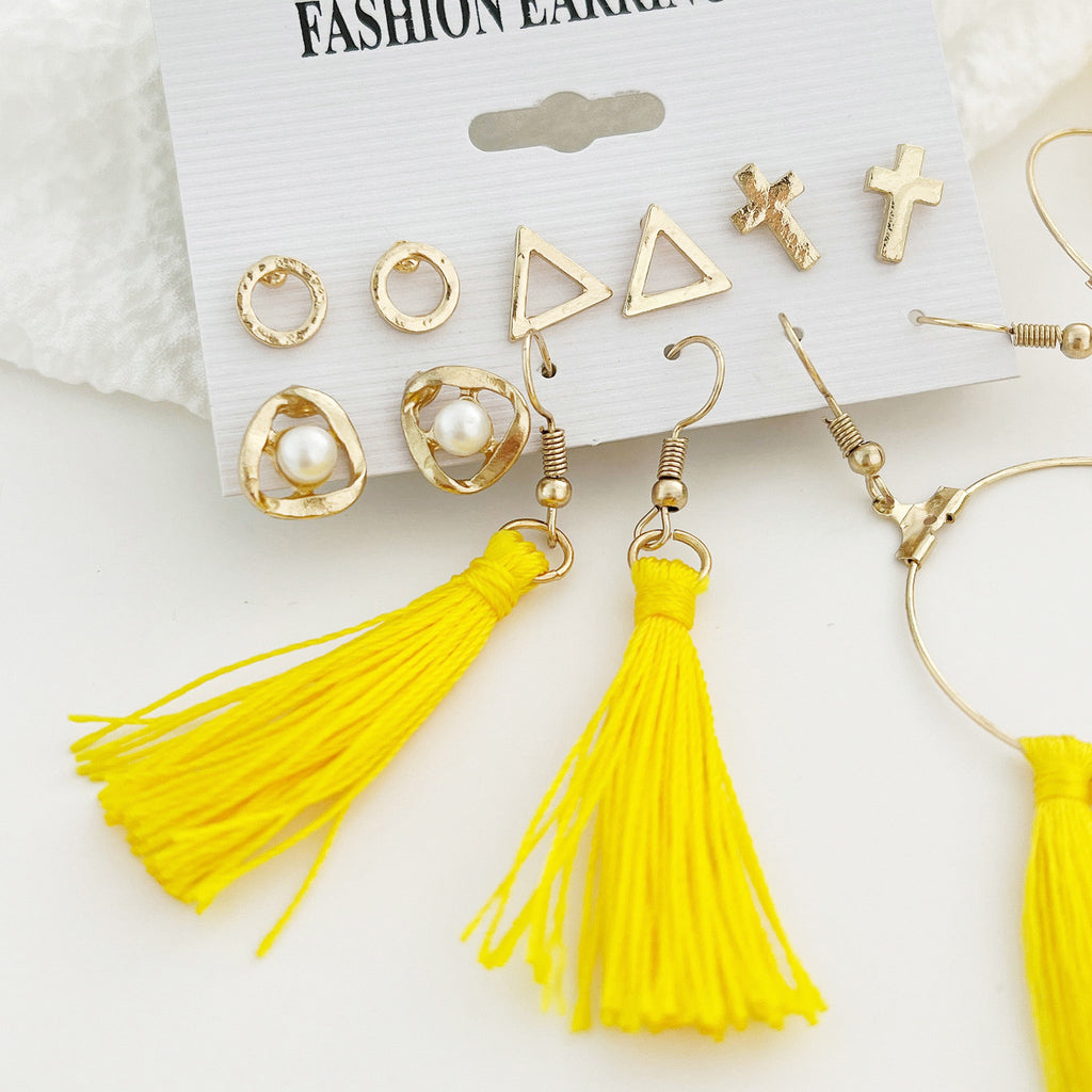 Damen Ohrringe Set mit bunten Quasten und eleganten Akzenten Shop Nory