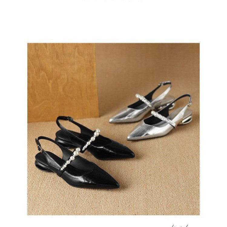 Damen spitze Slingback‑Mules mit Perlenriemen und skulpturalem Absatz Shop Nory