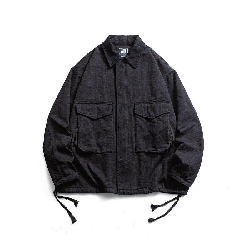 Herren Boxy-Utility-Blousonjacke aus Canvas mit aufgesetzten Pattentaschen und Kordelzugsaum Shop Nory