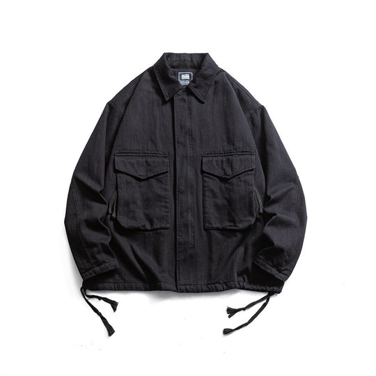 Herren Boxy-Utility-Blousonjacke aus Canvas mit aufgesetzten Pattentaschen und Kordelzugsaum Shop Nory