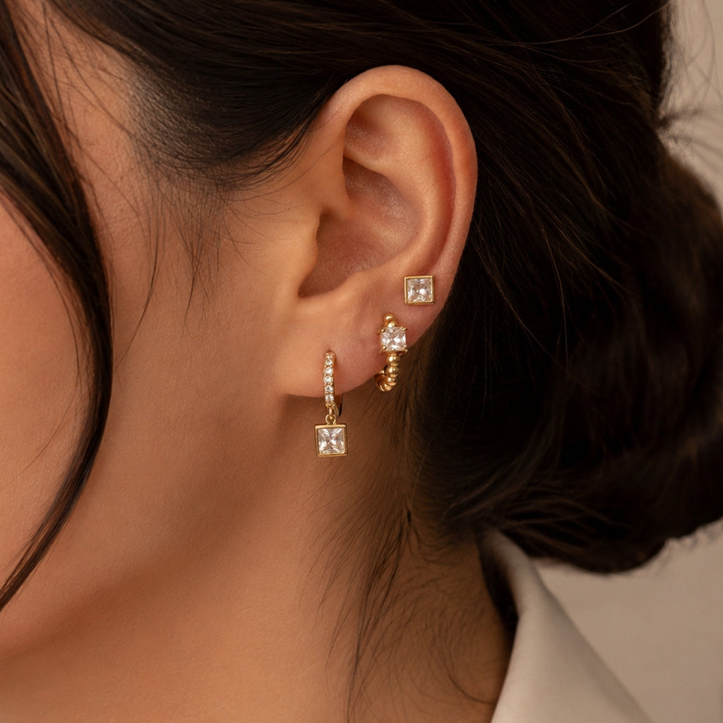 Damen Ohrhänger mit funkelnden Zirkonia und elegantem Kugeldesign Shop Nory