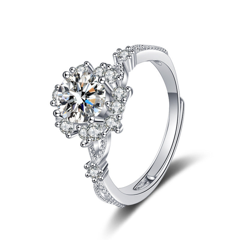 Damen eleganter Schmuckring mit floraler Zirkonia-Verzierung Shop Nory