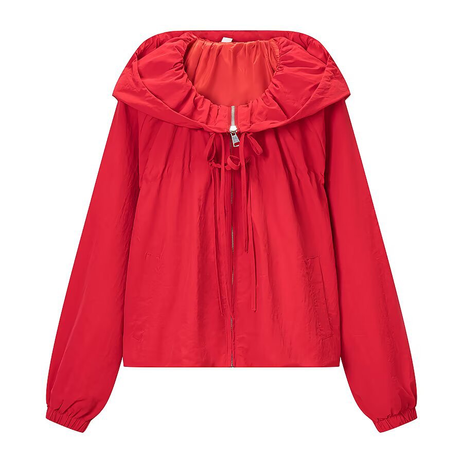 Damen Leichte Kapuzen-Windjacke mit Tunnelzug, Cropped-Schnitt und elastischen Bündchen Shop Nory