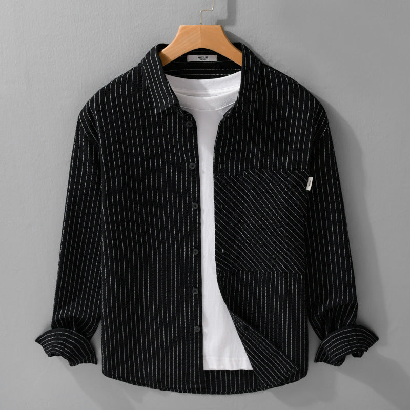 Herren Nadelstreifen-Hemd im Relaxed-Fit mit diagonalem Brustpatch Shop Nory