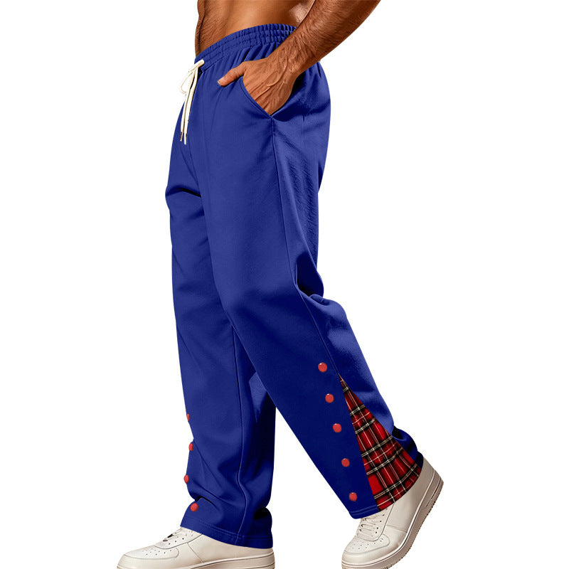 Herren Lockere Jogginghose mit Karo‑Einsatz und Druckknopf‑Details Shop Nory