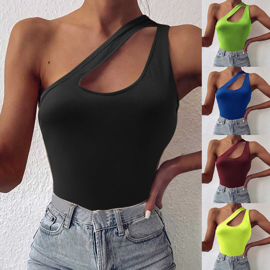 Damen asymmetrisches Bodysuit mit modischem Cut-Out