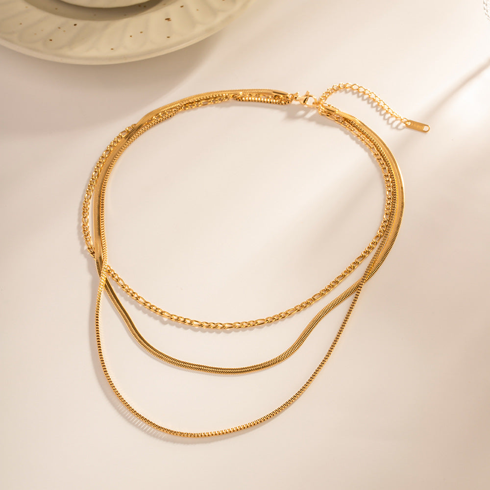 Damen elegante mehrlagige Halskette aus hypoallergenem Edelstahl Shop Nory