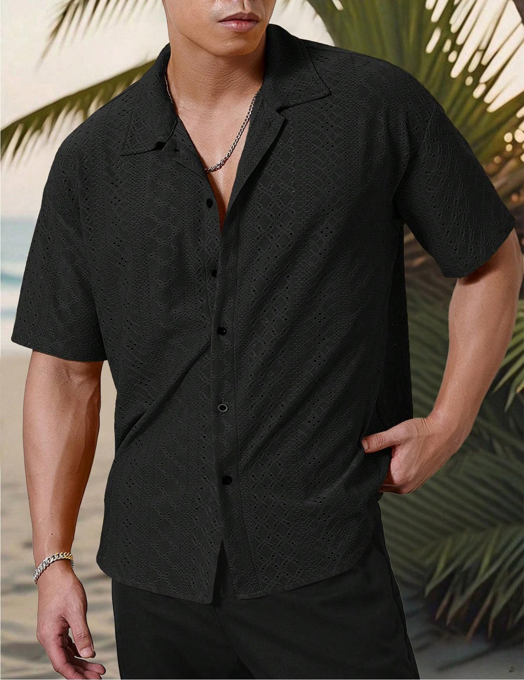 Herren Kurzarmhemd mit strukturiertem Design und atmungsaktivem Material