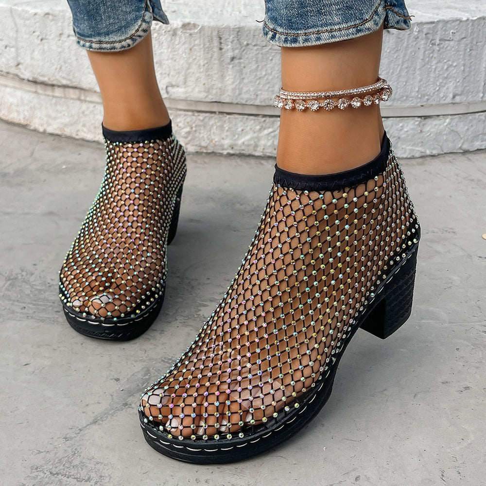 Damen Netzstiefeletten mit funkelnden Akzenten Shopnory