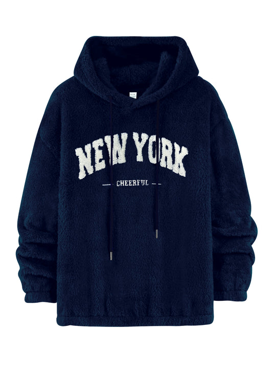 Unisex Kuscheliger Teddy-Fleece-Hoodie mit Chenille-Schriftzug Shop Nory