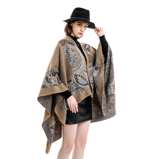 Damen Jacquard-Überwurf mit Paisley-Muster und offenem Kimono-Fall Shop Nory