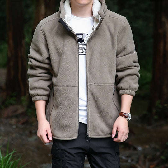 Herren Fleece-Kapuzenjacke für Outdoor mit Thermo-Futter, windabweisender Oberfläche und Reißverschlusstaschen Shop Nory