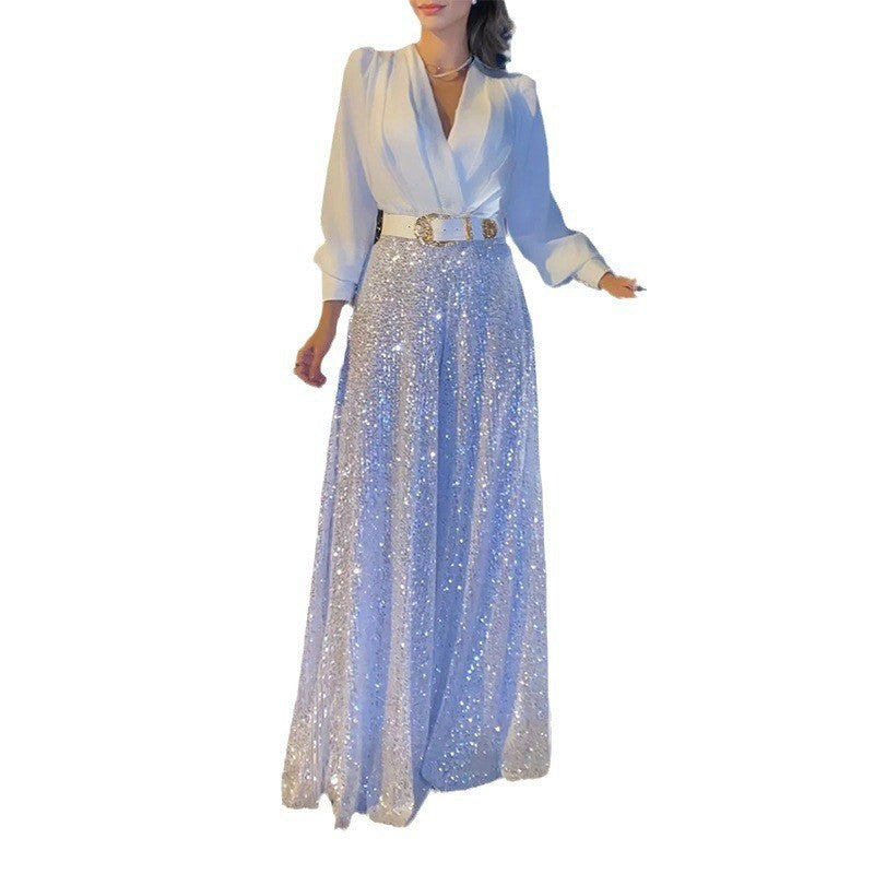 Damen Funkelndes Abendkleid mit elegantem Oberteil und glitzerndem Rock
