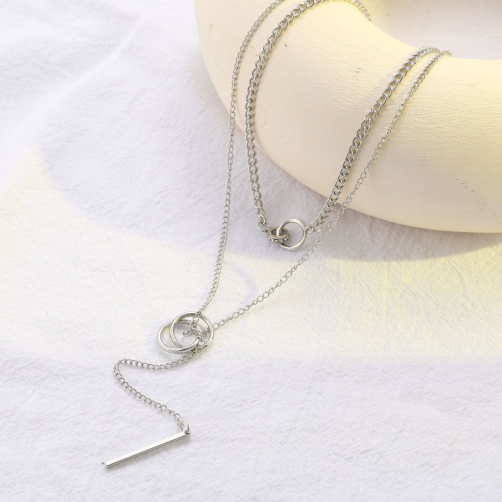 Damen mehrlagige Halskette mit modernem Anhänger Design Shop Nory