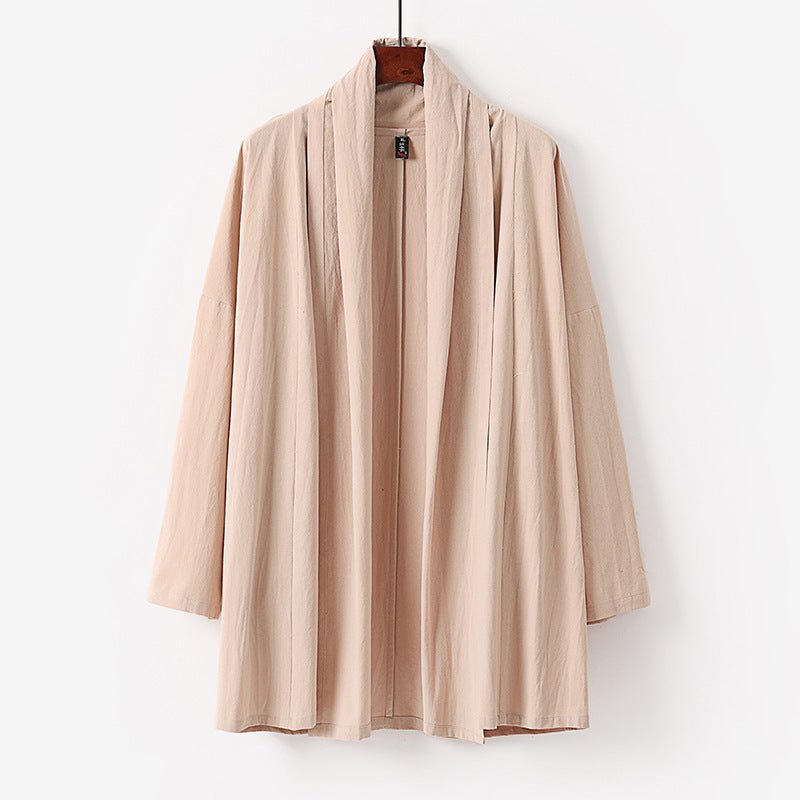 Unisex Offene Kimono-Cardigan aus leichter Baumwoll-Leinen-Mischung Shop Nory