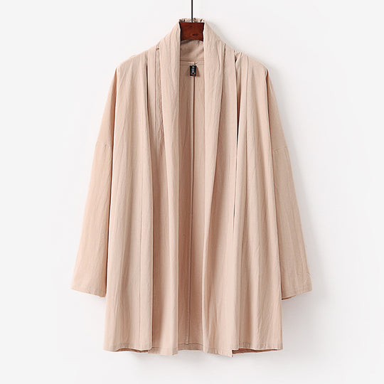 Unisex Offene Kimono-Cardigan aus leichter Baumwoll-Leinen-Mischung Shop Nory
