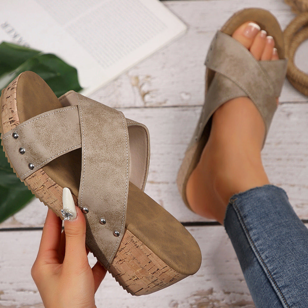 Damen Wedge-Sandalen mit komfortabler Fußbett und elegante Riemen