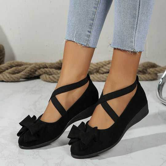 Damen Ballerina-Schuhe mit verstellbaren Riemen und elegantem Schleifendetail