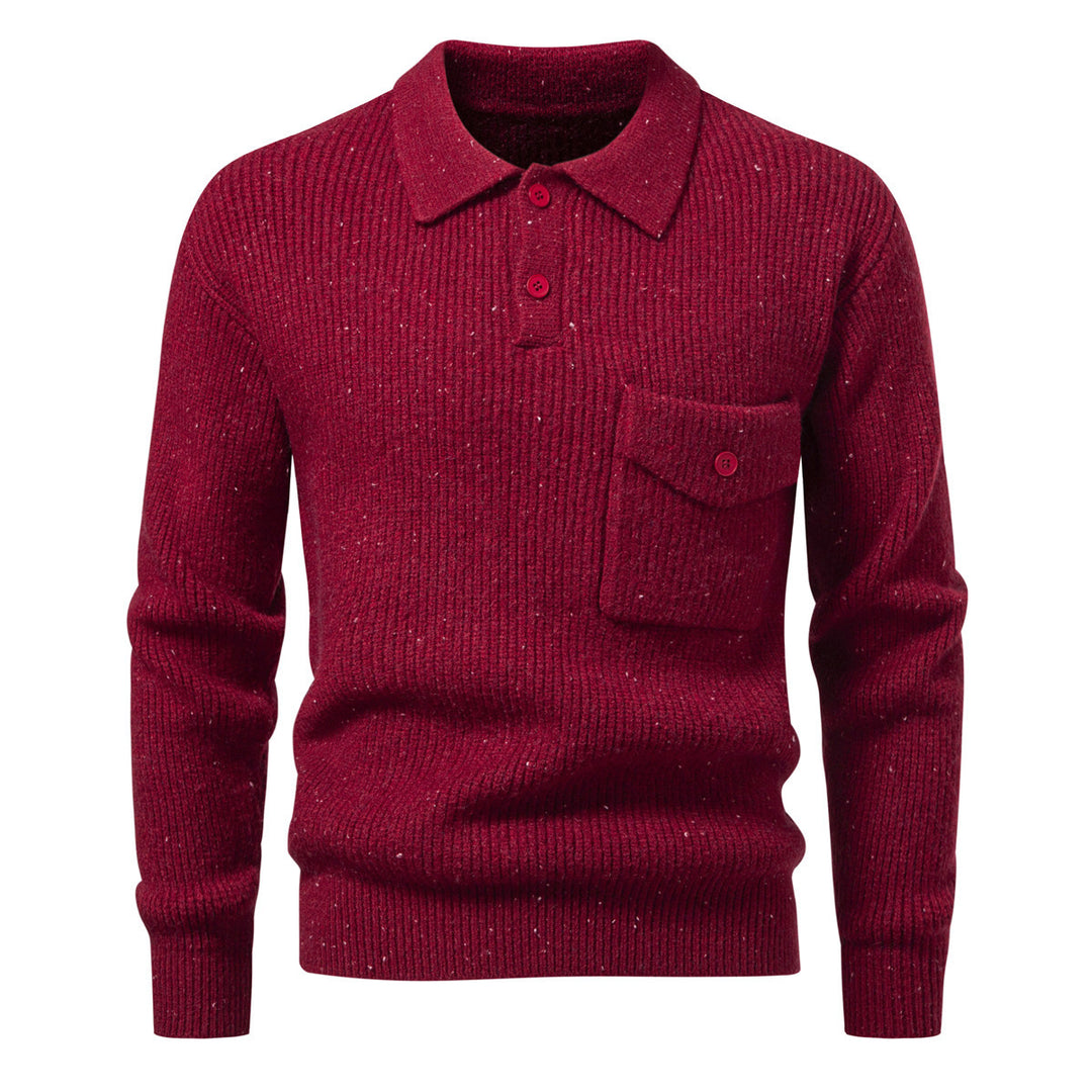 Herren Polokragen-Pullover aus Rippenstrick mit aufgesetzter Brusttasche Shop Nory