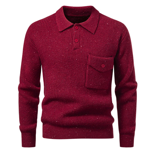 Herren Polokragen-Pullover aus Rippenstrick mit aufgesetzter Brusttasche Shop Nory