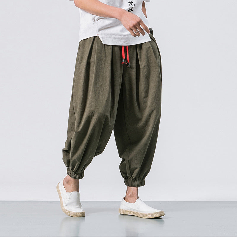 Herren ausgefallene Ballonhose im Haremstil mit Faltenwurf, elastischem Bund und Kordelzug Shop Nory
