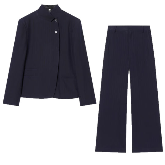 Damen Zweiteiliges Anzug-Set mit asymmetrischem Stehkragen-Blazer und weiter Palazzohose Shop Nory