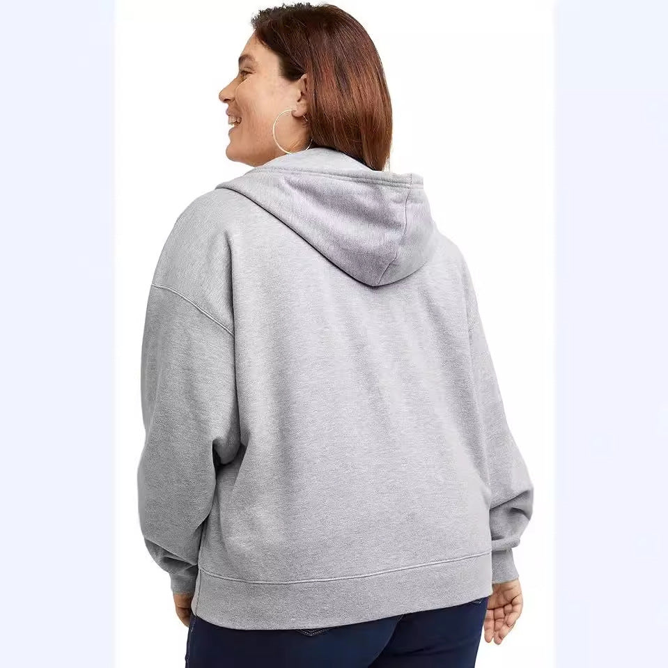 Damen nan Kapuzenjacke mit durchgehendem Reißverschluss, Kängurutasche und entspannter Passform Shop Nory
