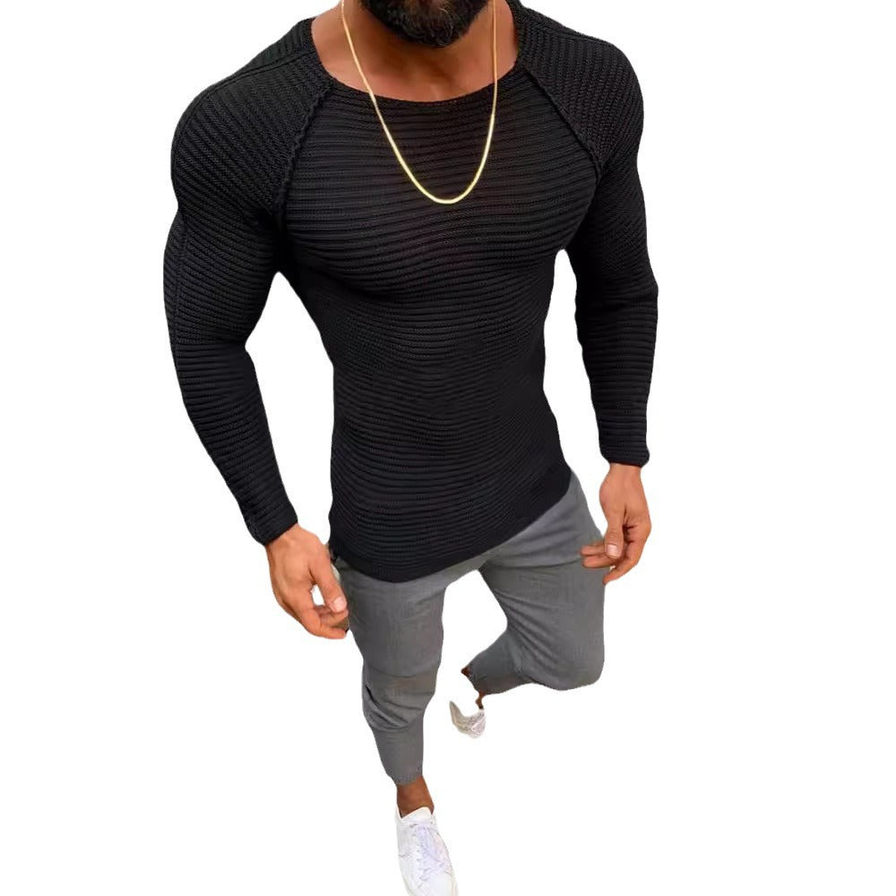 Herren Langarm Strickshirt mit eleganter Struktur