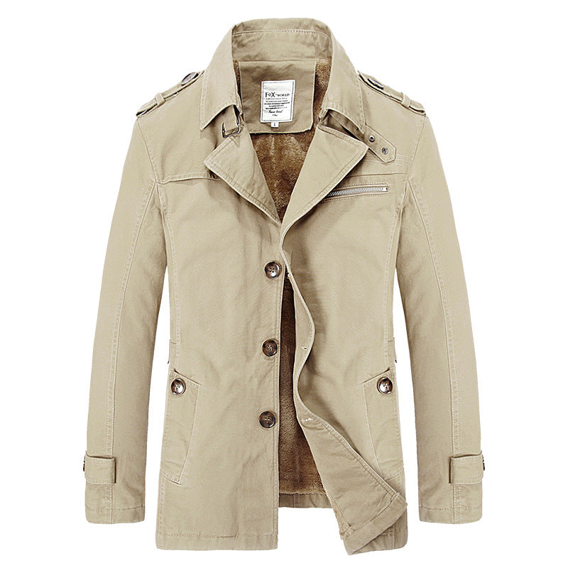 Herren militärisch inspirierter Kurzmantel mit Teddyfleece‑Innenlage und Reißverschluss‑Brusttasche Shop Nory