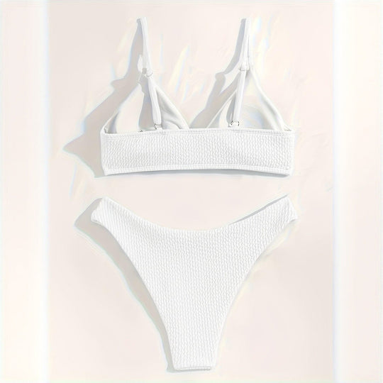 Damen Triangel-Bikini-Set mit strukturiertem Stoff und verstellbaren Trägern