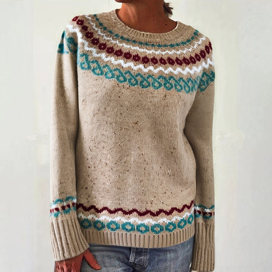 Damen nan Norwegerpullover aus Wollmix mit Rundhalsausschnitt und traditionellem Fair-Isle-Yoke Shop Nory