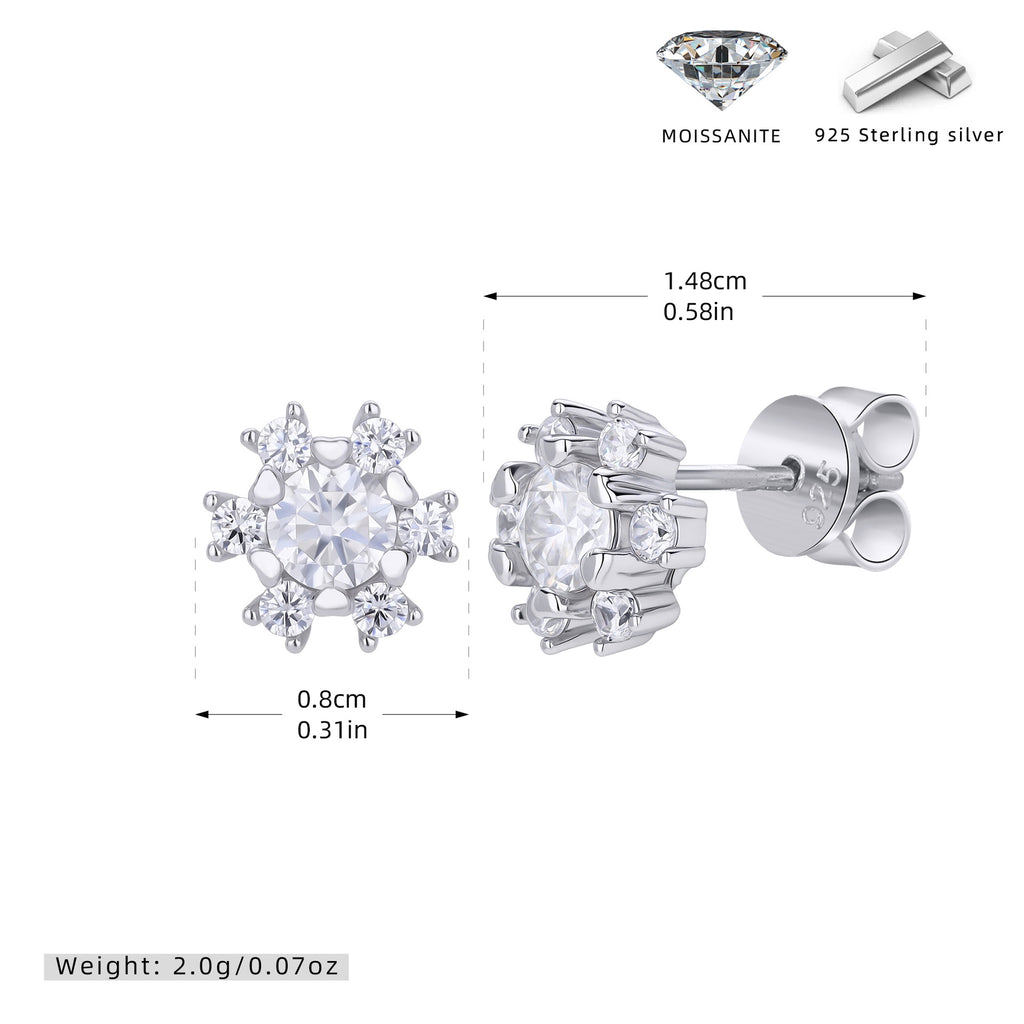 Damen Ohrstecker mit funkelndem Moissanit und 925 Sterlingsilber Shop Nory